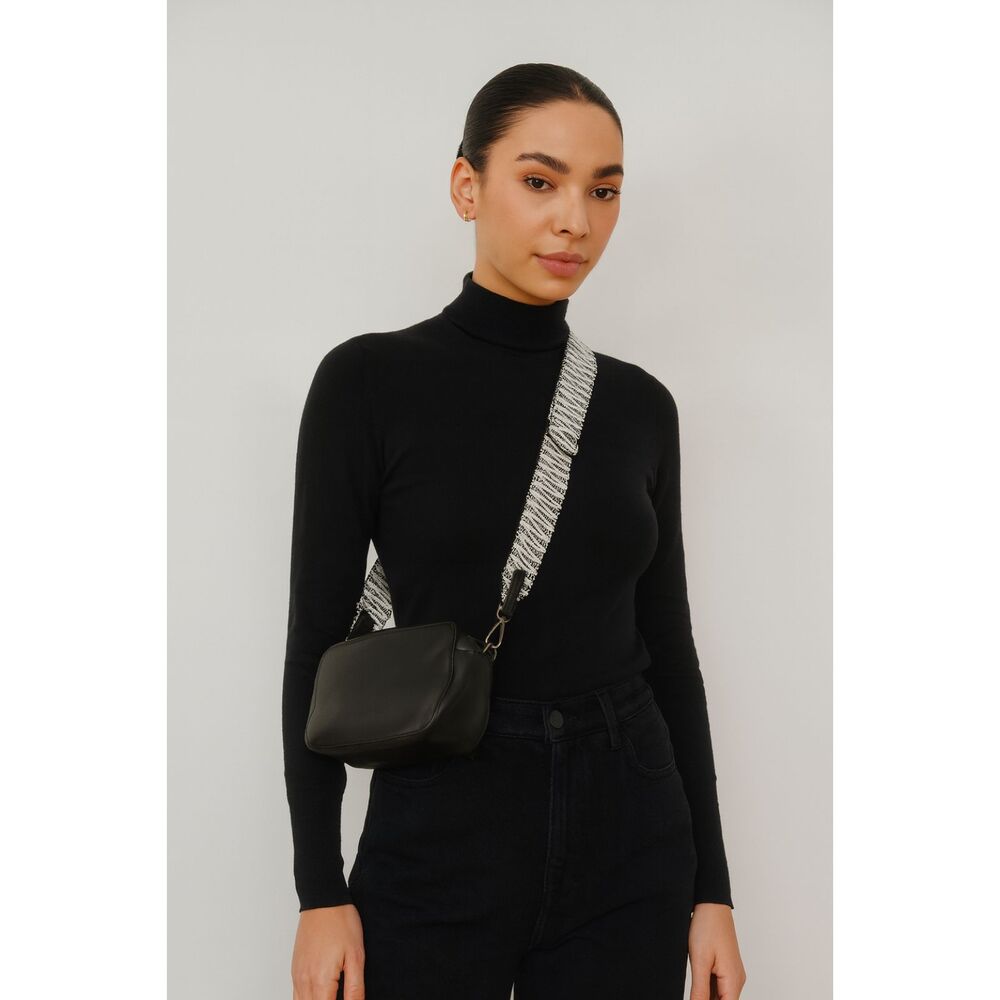 CLAUDIA CANOVA Faux Leather Crossbody Camera‎ Bag Black